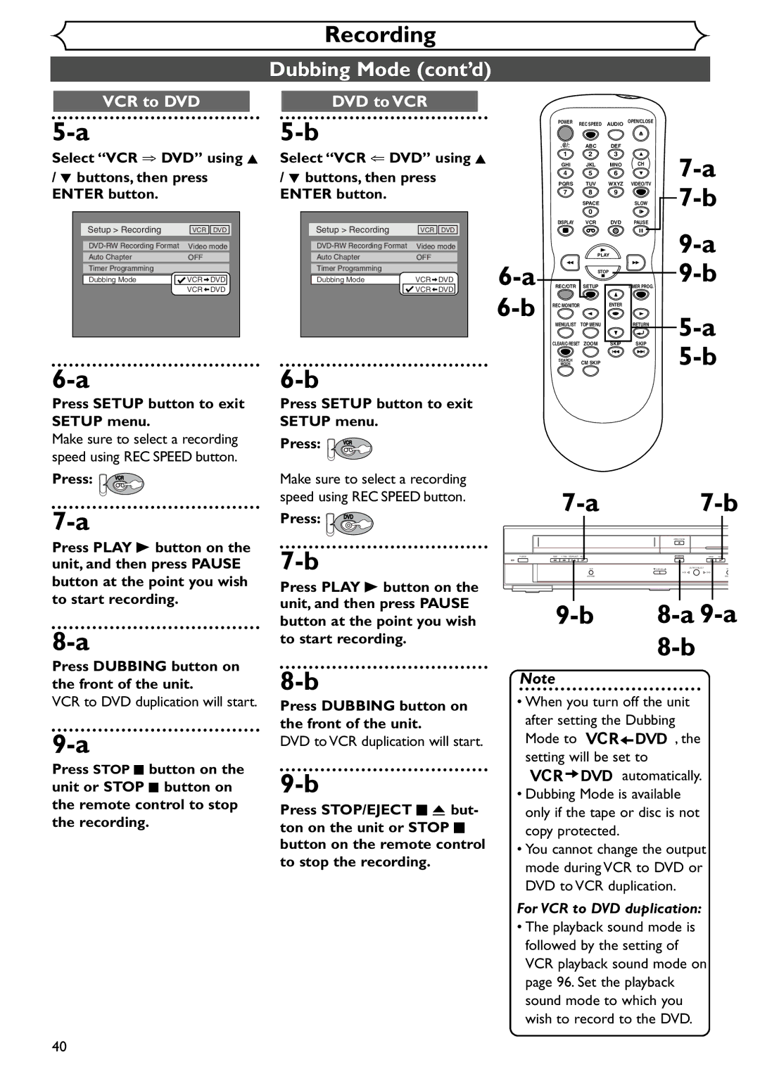 Emerson EDVR95E owner manual Dubbing Mode cont’d, Select VCR ⇒ DVD using K Buttons, then press Enter button, Press DVD 