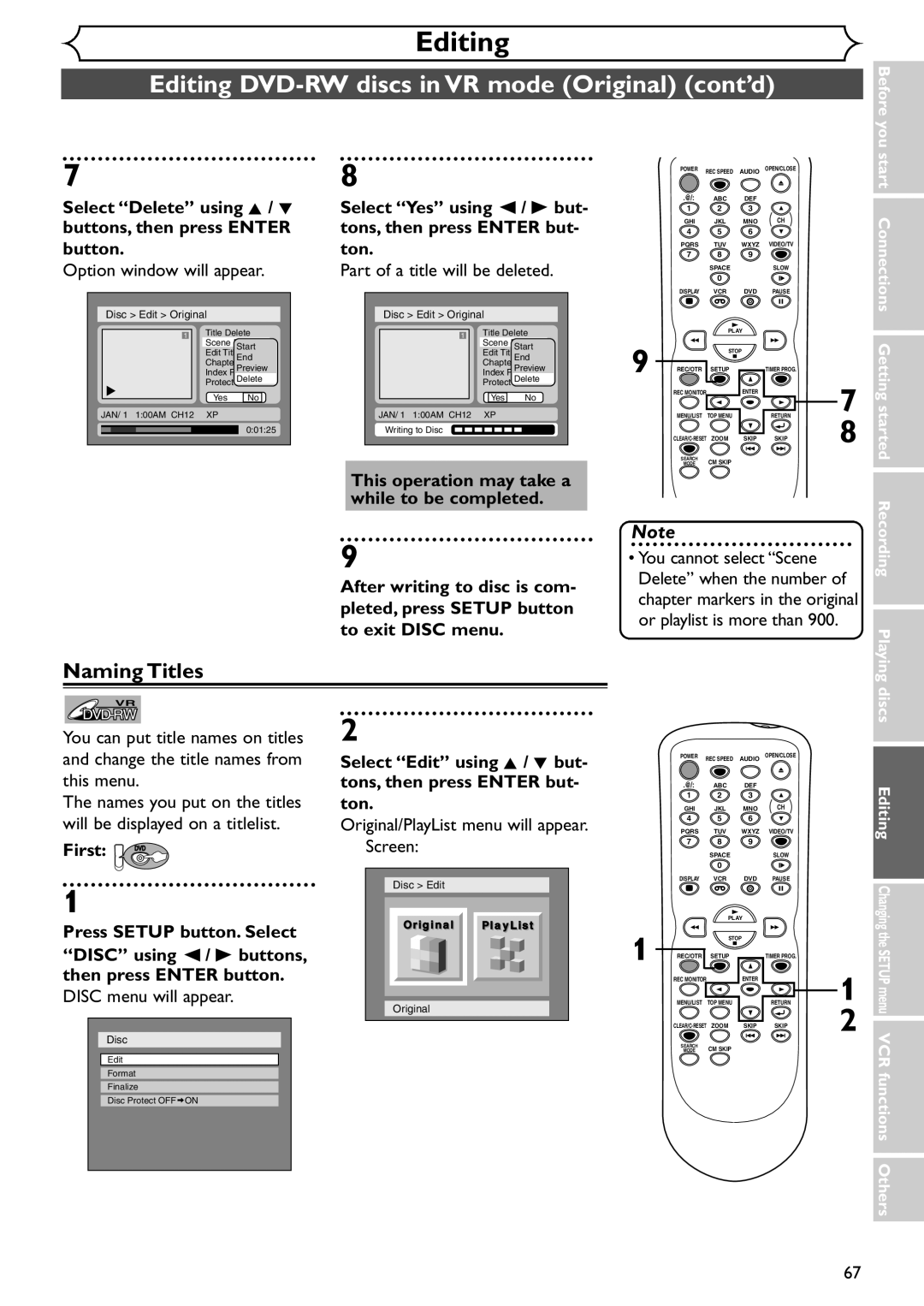 Emerson EDVR95E owner manual Naming Titles, Select Delete using K / L buttons, then press Enter button 