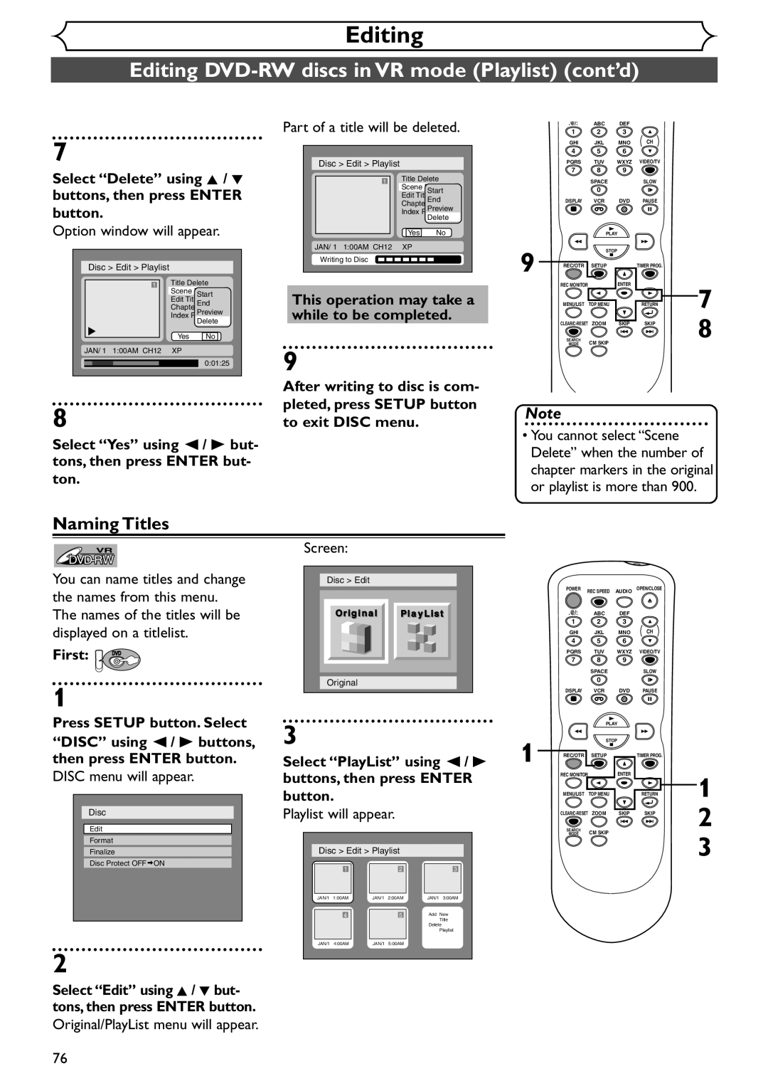 Emerson EDVR95E owner manual Original/PlayList menu will appear Screen, Select PlayList using / B, Playlist will appear 