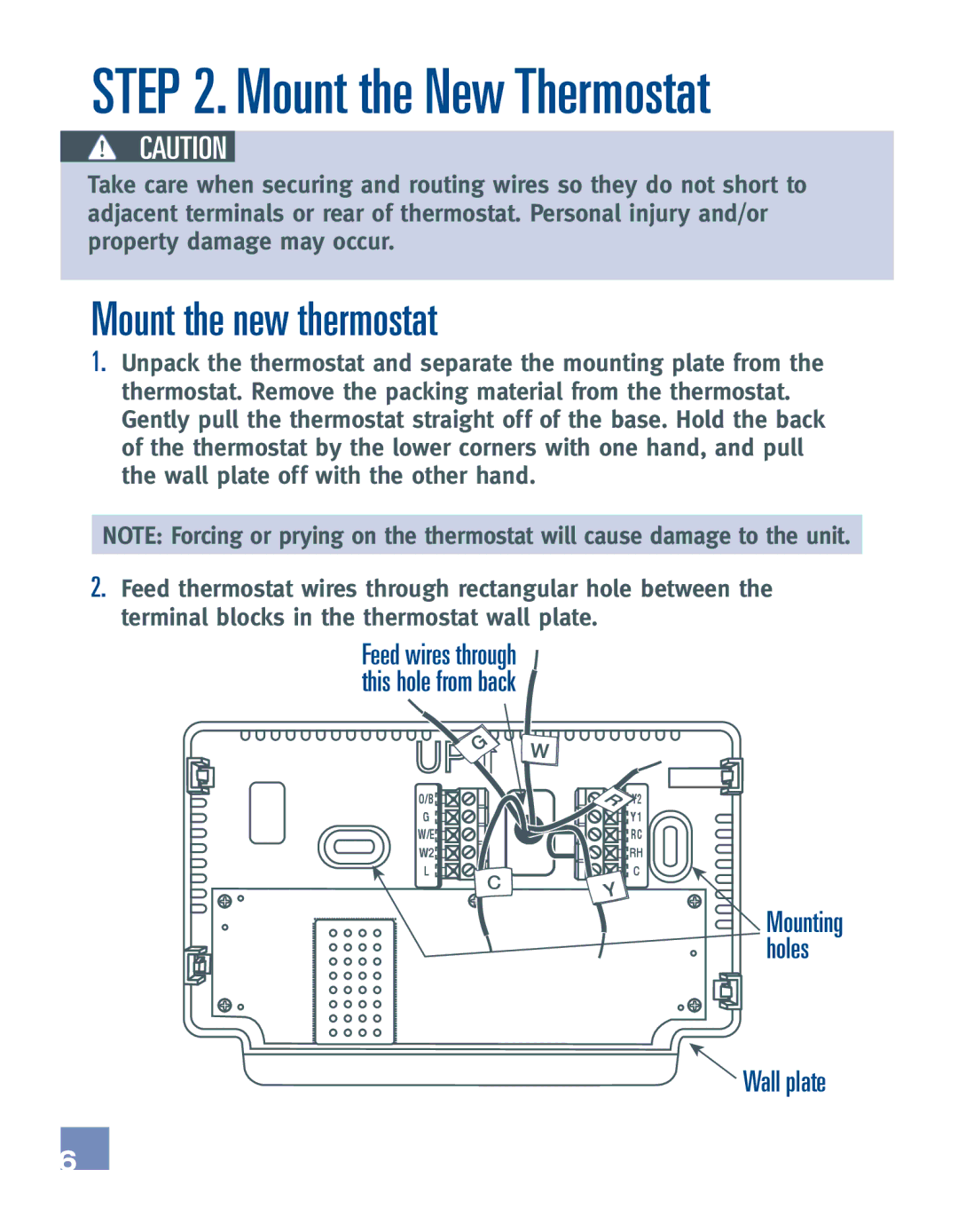 Emerson EE542-1Z installation manual Mount the New Thermostat 