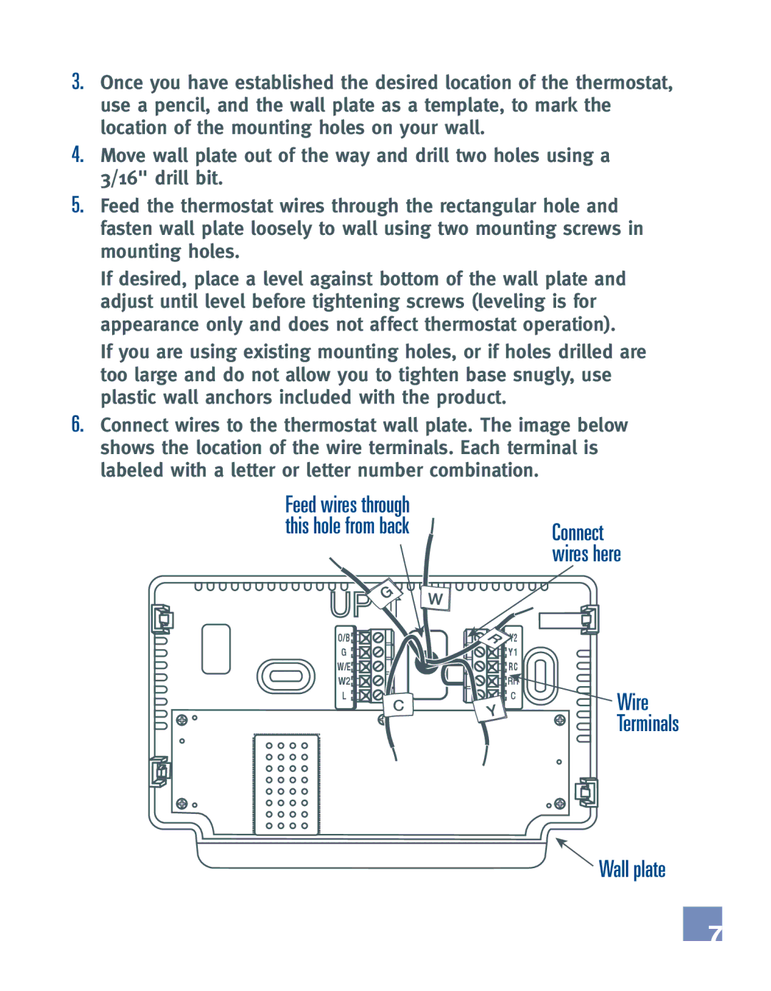 Emerson EE542-1Z installation manual Wire Terminals Wall plate 