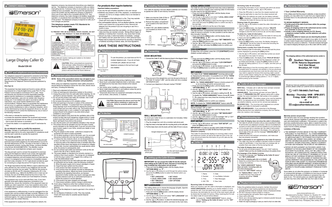 Emerson EM-60 manual 