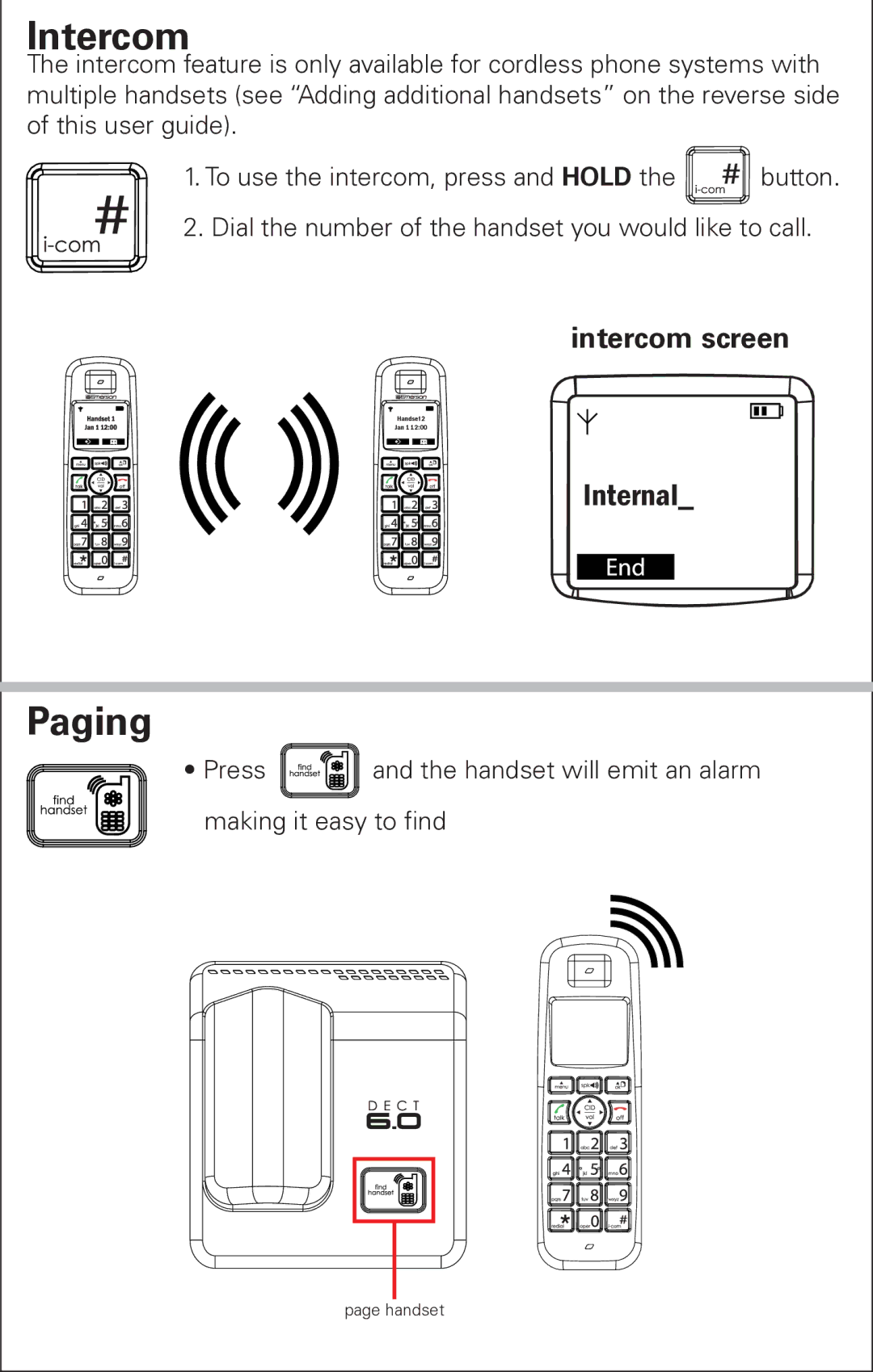 Emerson EM6000 manual Intercom, Paging 