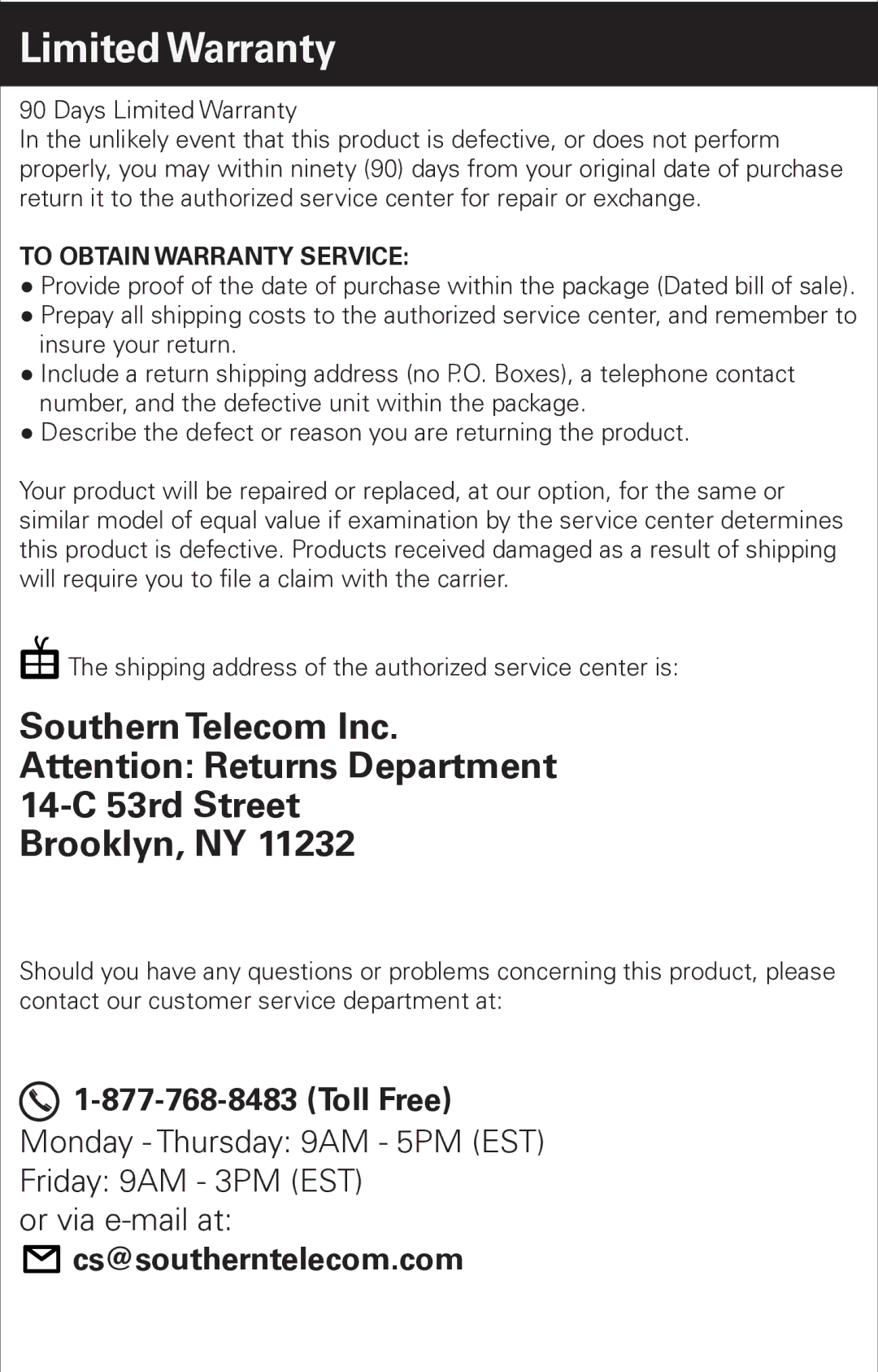 Emerson EM6000 manual Limited Warranty, To Obtain Warranty Service 