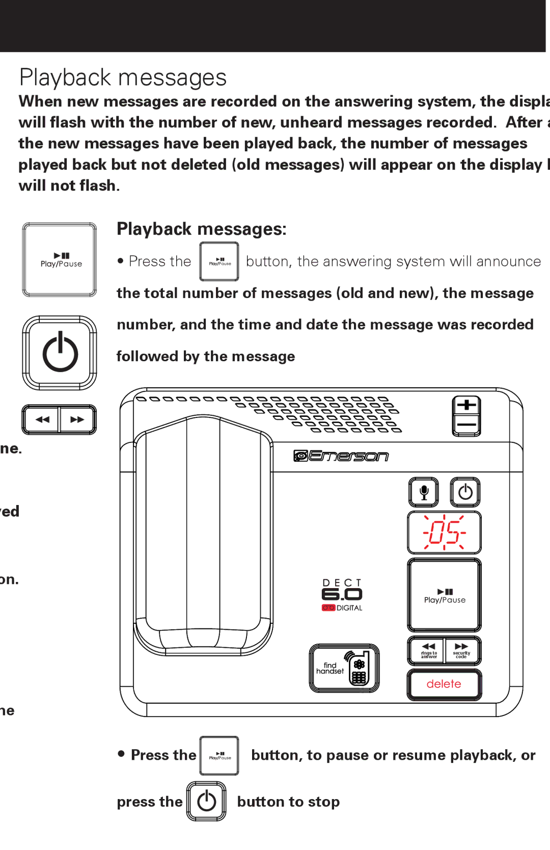 Emerson EM6120-2 manual Playback messages 