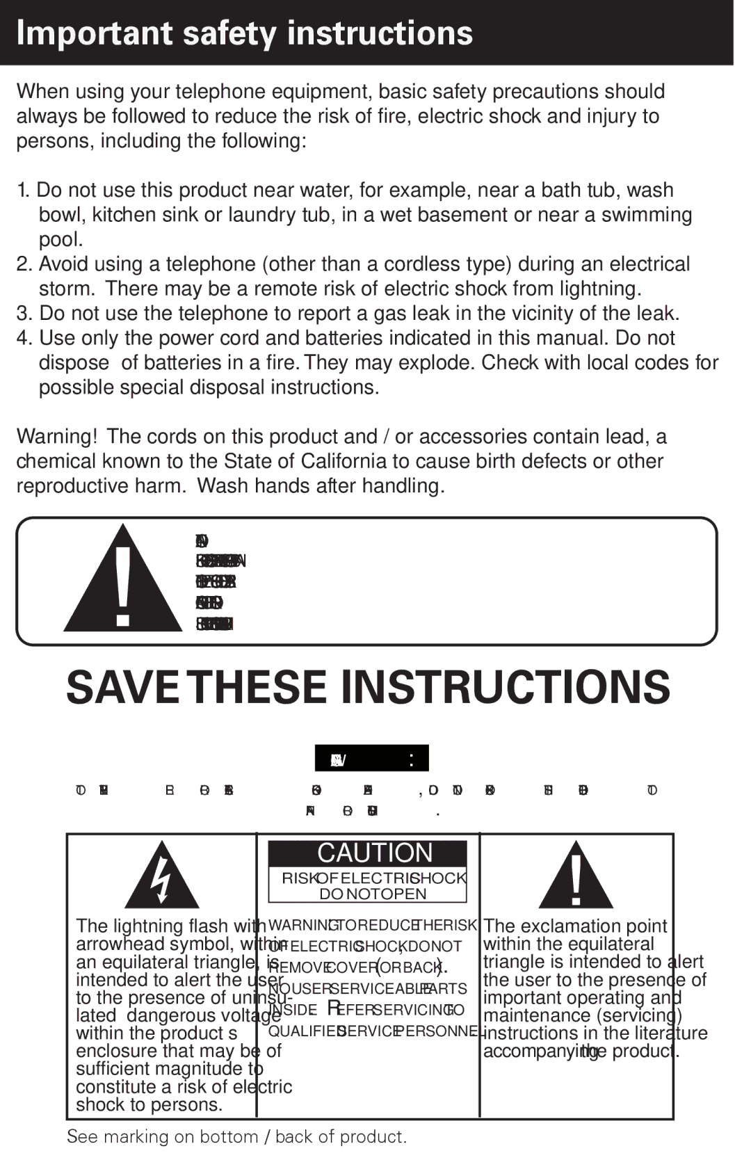 Emerson EM6120-2 manual Important safety instructions 