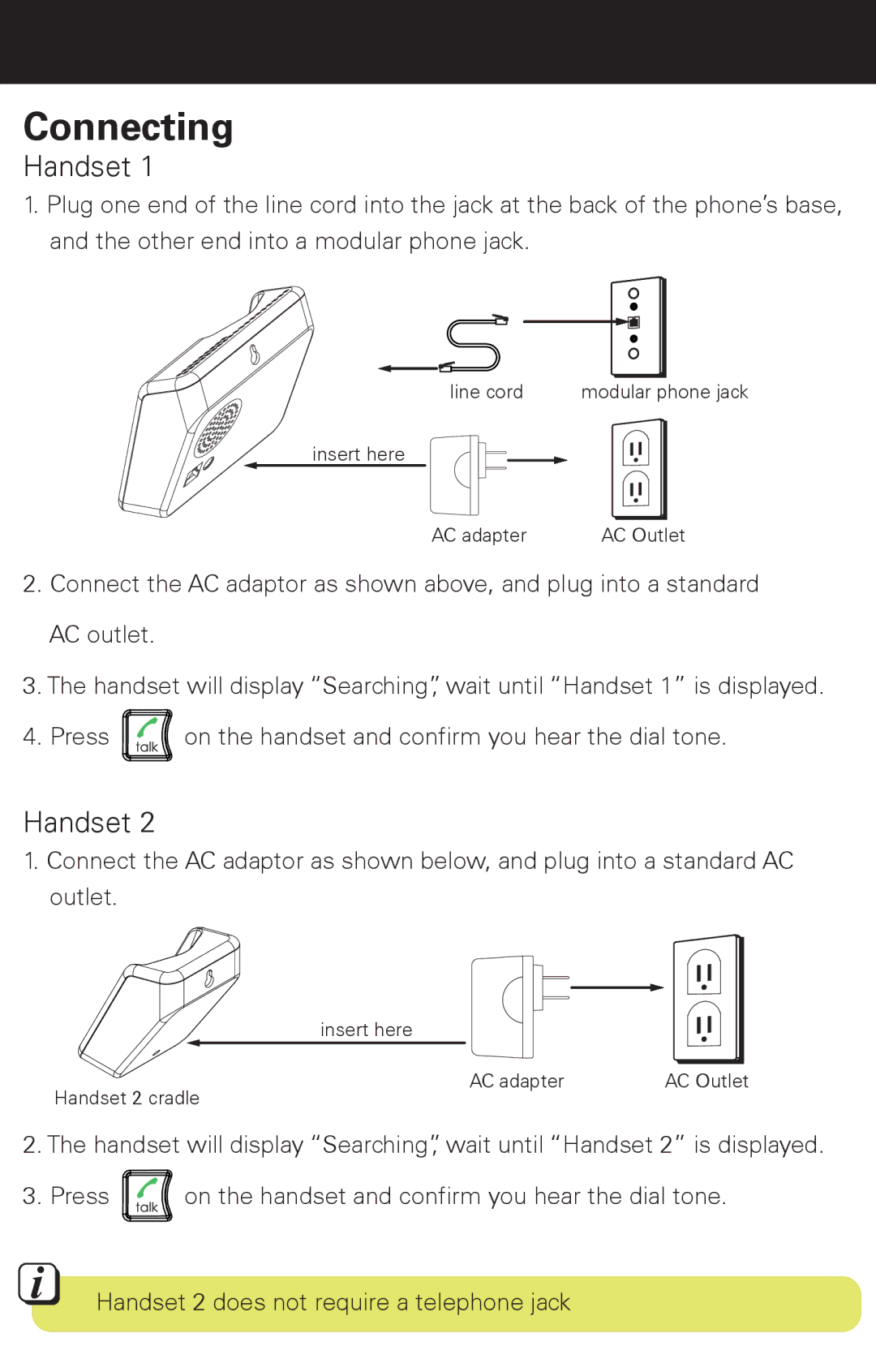 Emerson EM6120-2 manual Connecting, Handset 