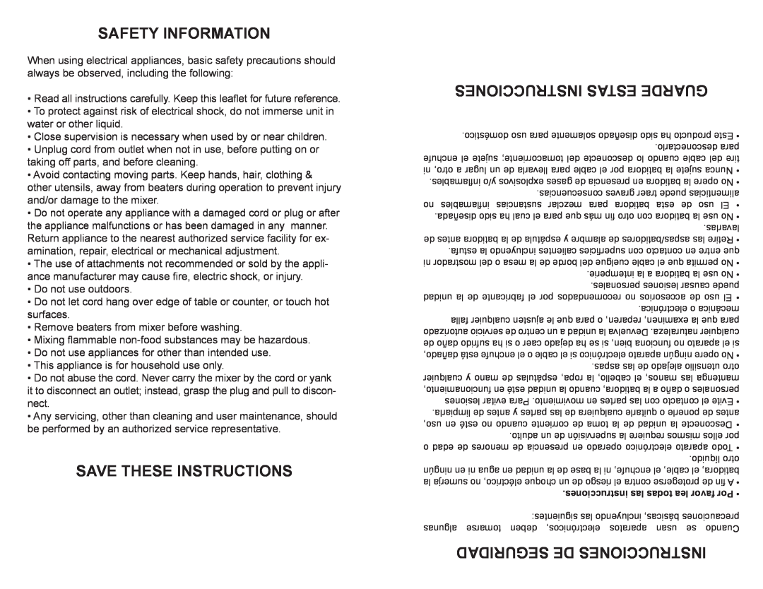 Emerson EM82811 Safety Information, Save These Instructions, Instrucciones Estas Guarde, Seguridad De Instrucciones 