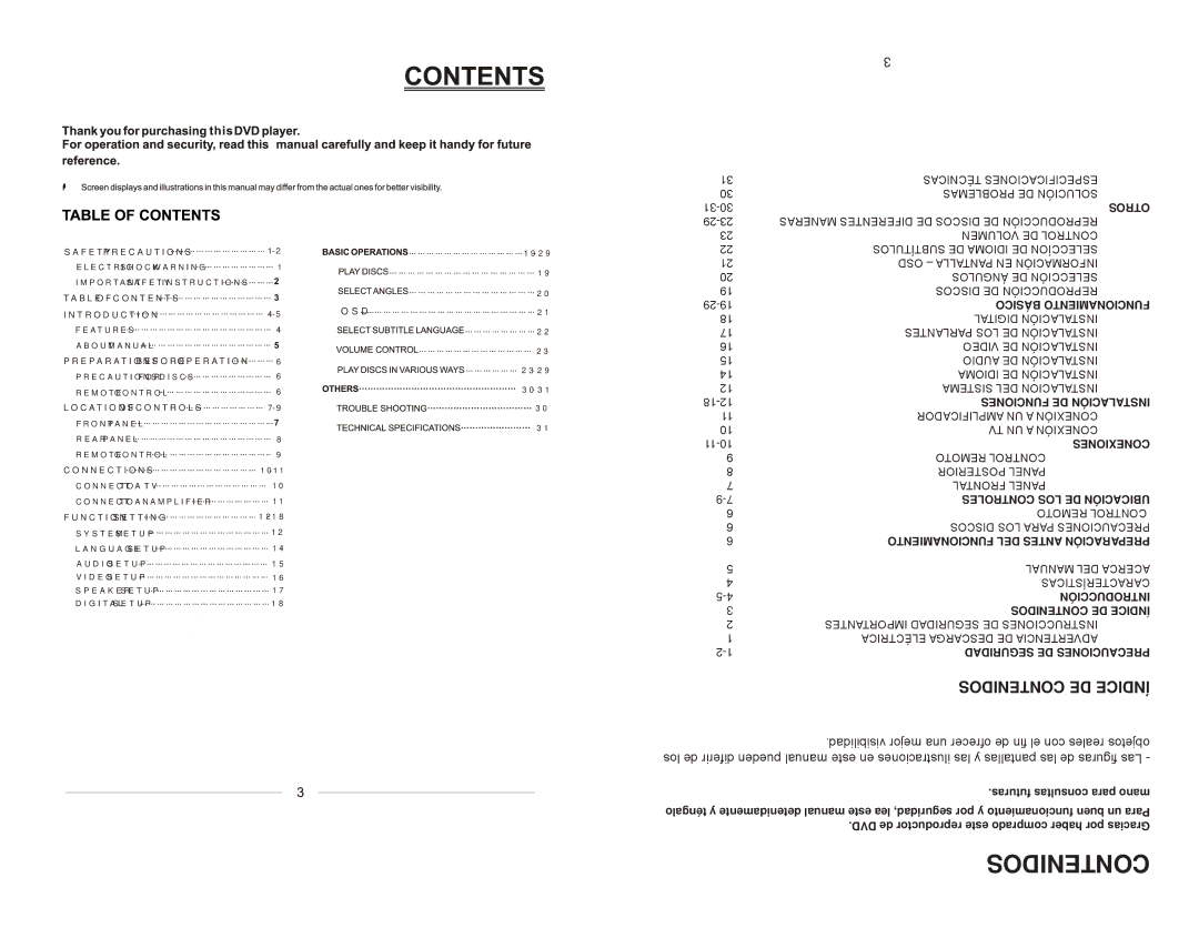 Emerson EMDVD75795 instruction manual Contenidos DE Índice 