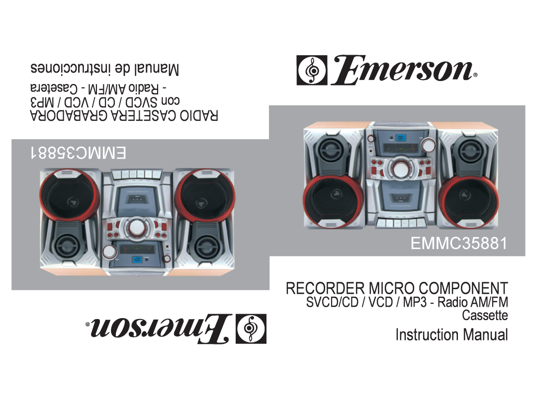 Emerson instruction manual instrucciones de Manual, EMMC35881 EMMC35881, Recorder Micro Component, Instruction Manual 