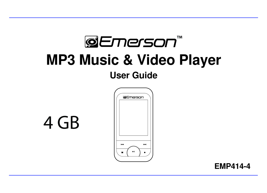 Emerson EMP414-4 manual MP3 Music & Video Player 