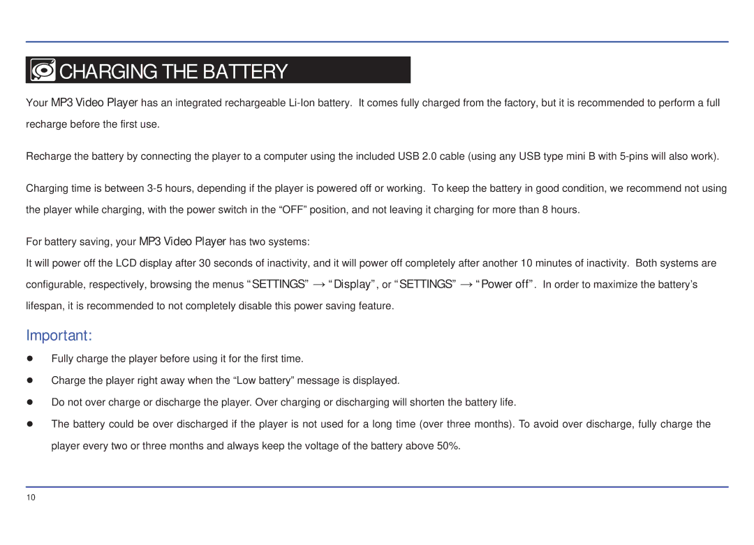 Emerson EMP414-4 manual Charging the Battery 