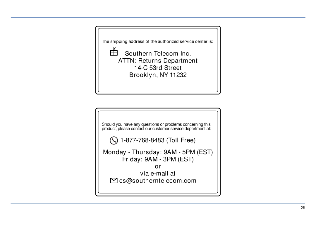 Emerson EMP414-4 manual Shipping address of the authorized service center is 