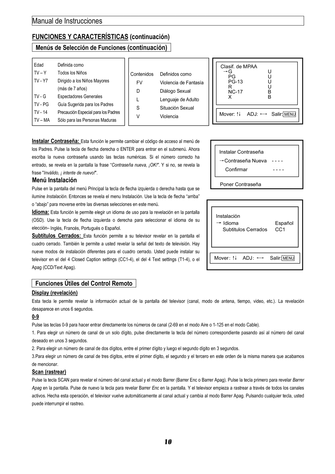 Emerson EMTV21785 manual Tv Pg, Tv Ma, CC1 