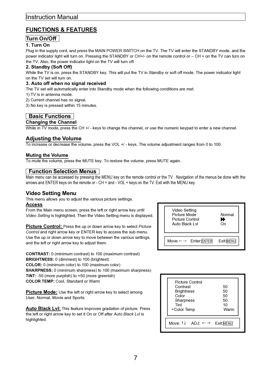 Emerson EMTV21785 manual Functions & Features 