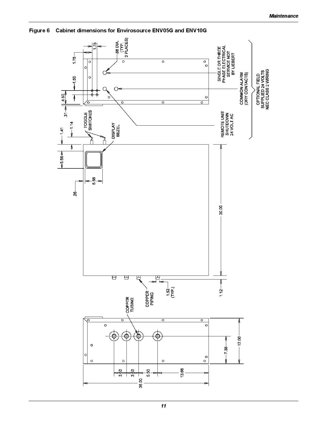 Emerson ENV20G, 1.5 TO 10 TONS, 60HZ user manual Cabinet dimensions for Envirosource ENV05G and ENV10G 