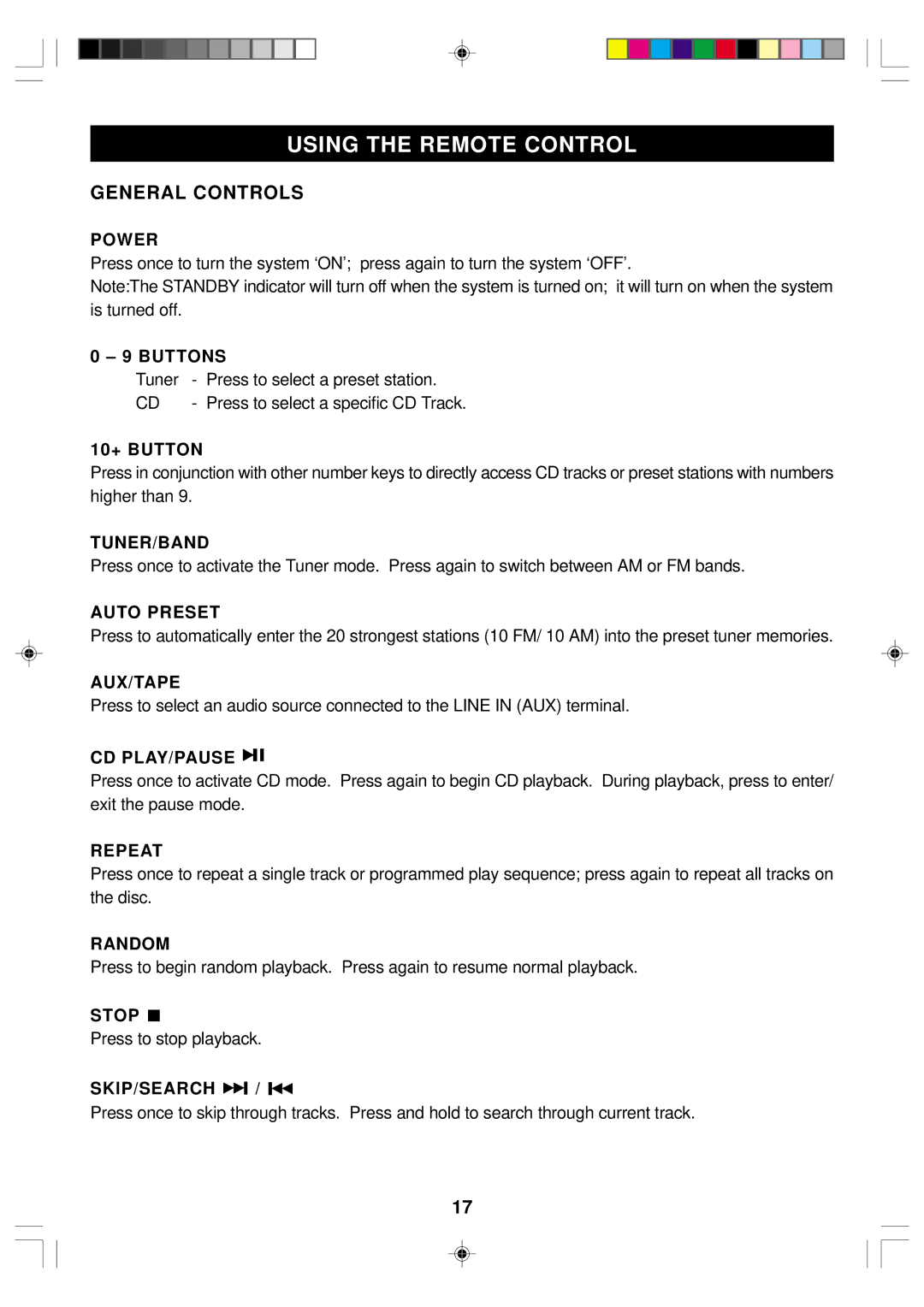 Emerson ES1 owner manual Using the Remote Control, General Controls 