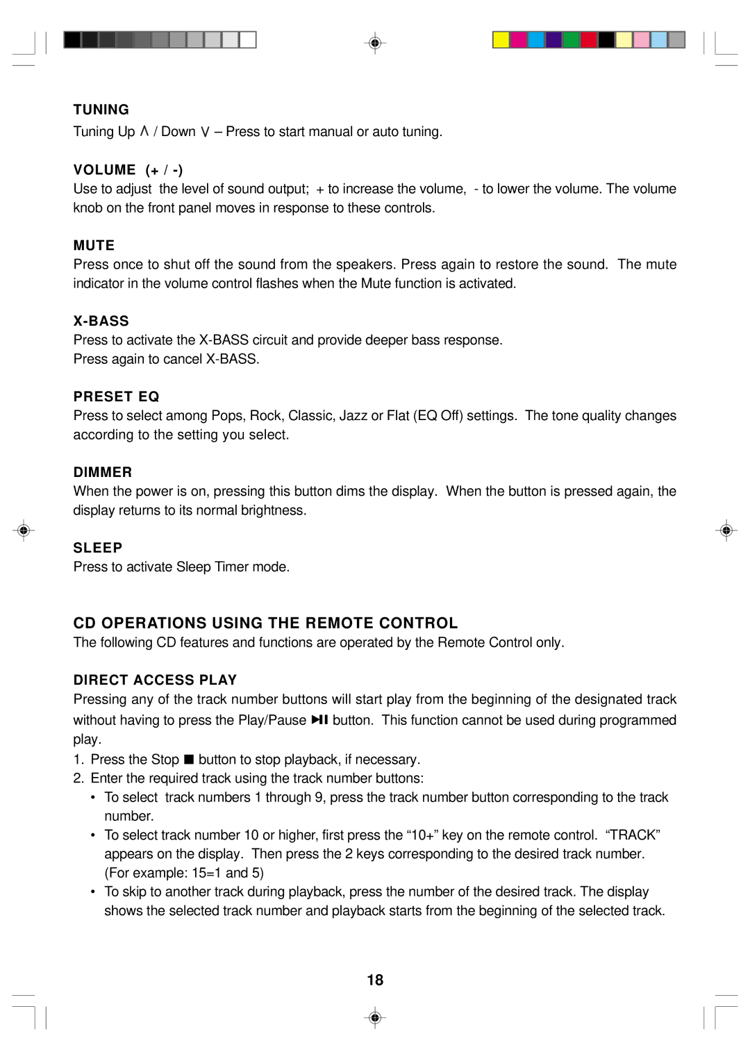 Emerson ES1 owner manual CD Operations Using the Remote Control 