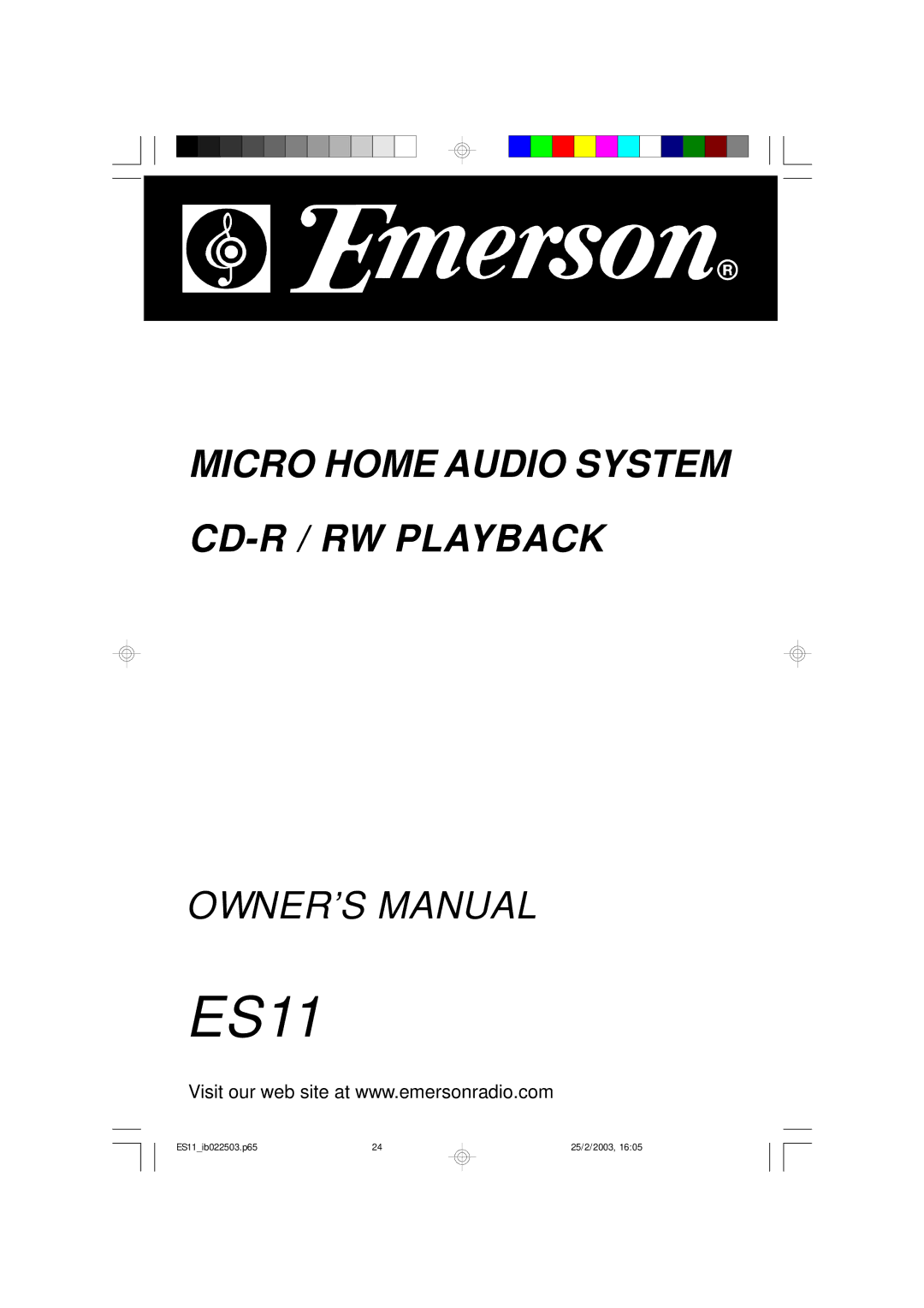 Emerson ES11 owner manual 