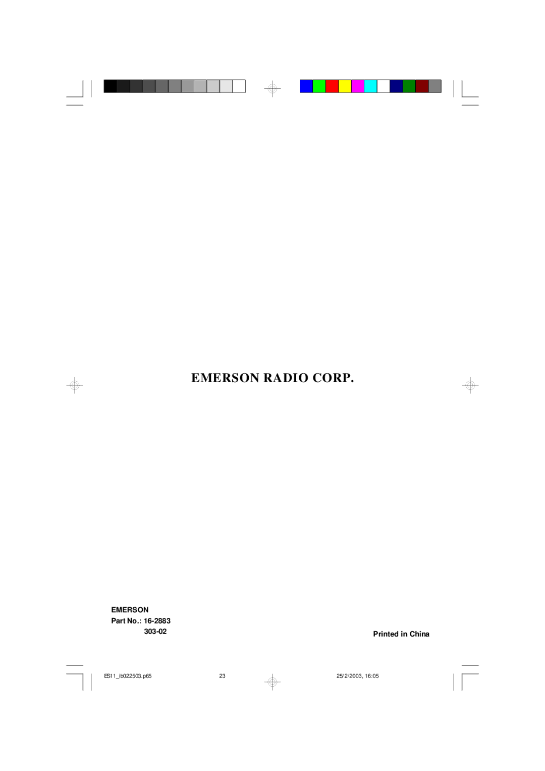 Emerson ES11 owner manual Emerson Radio Corp 