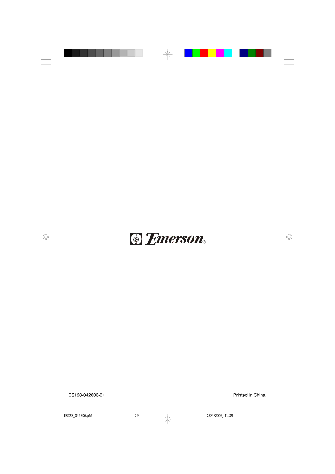 Emerson owner manual ES128-042806-01 