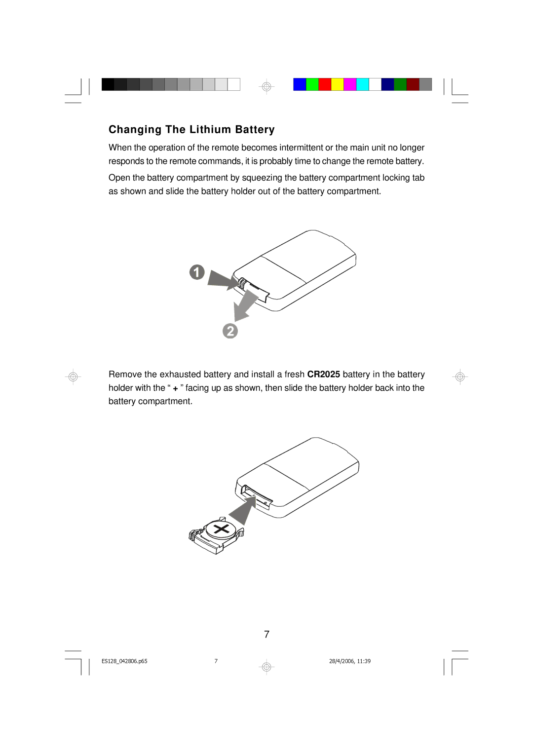 Emerson ES128 owner manual Changing The Lithium Battery 