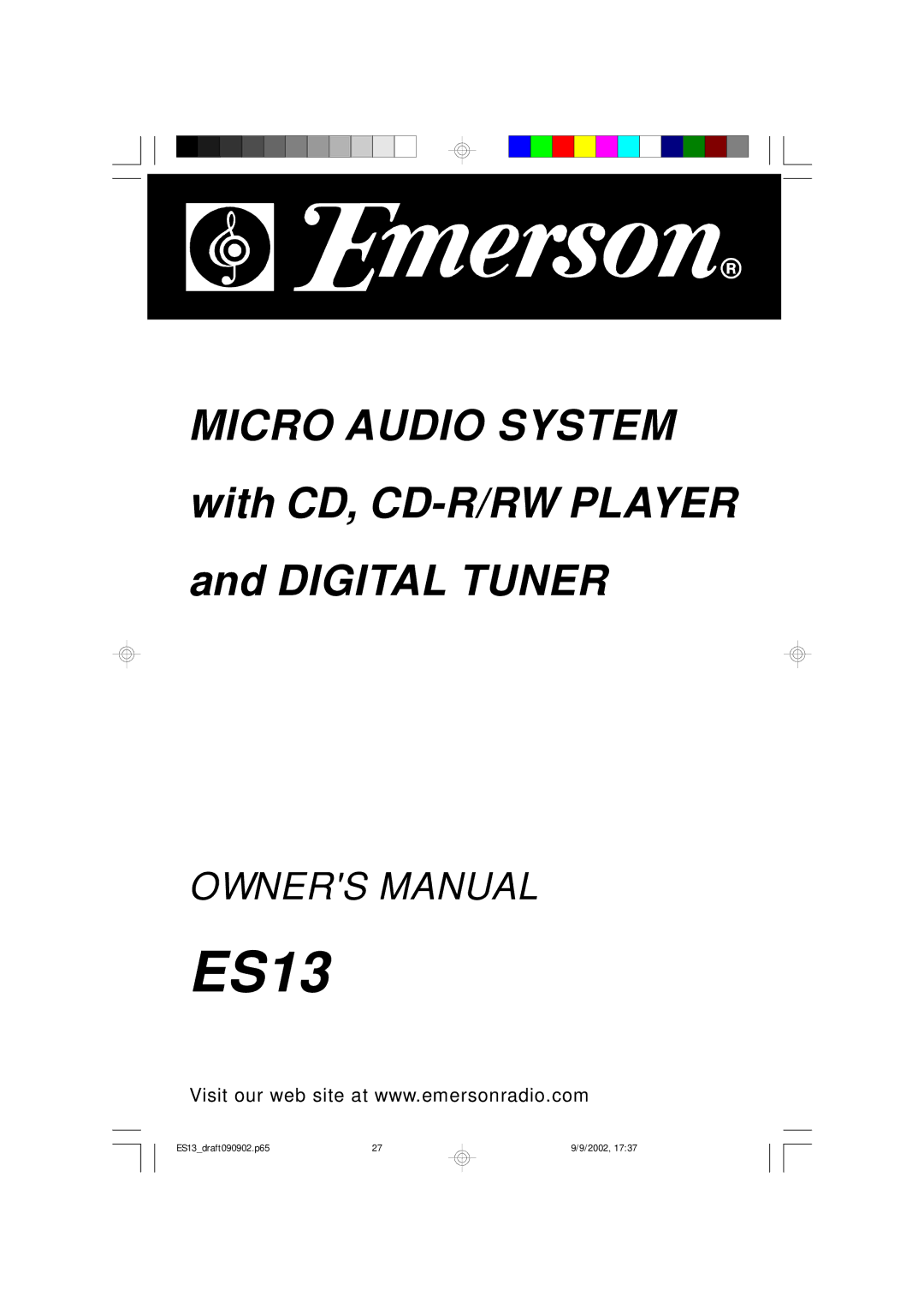 Emerson ES13 owner manual 