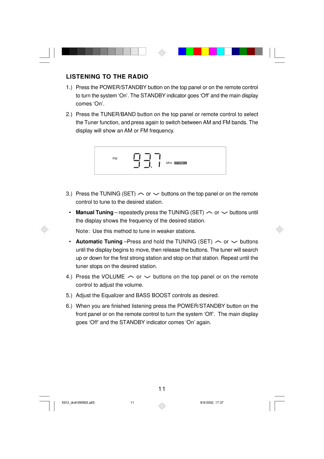 Emerson ES13 owner manual Listening to the Radio 