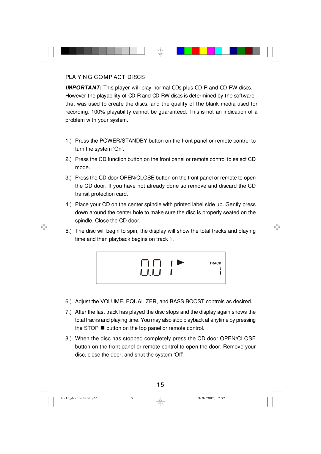 Emerson ES13 owner manual Playing Compact Discs 