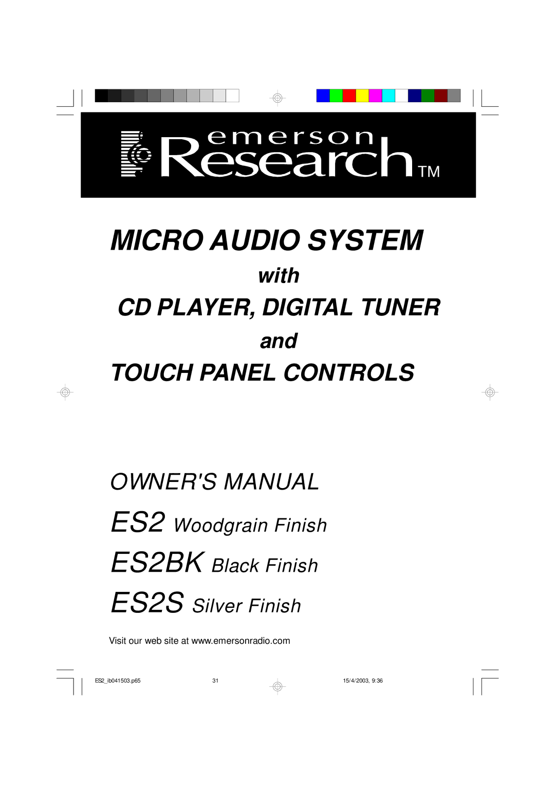 Emerson ES2S, ES2BK owner manual Micro Audio System 