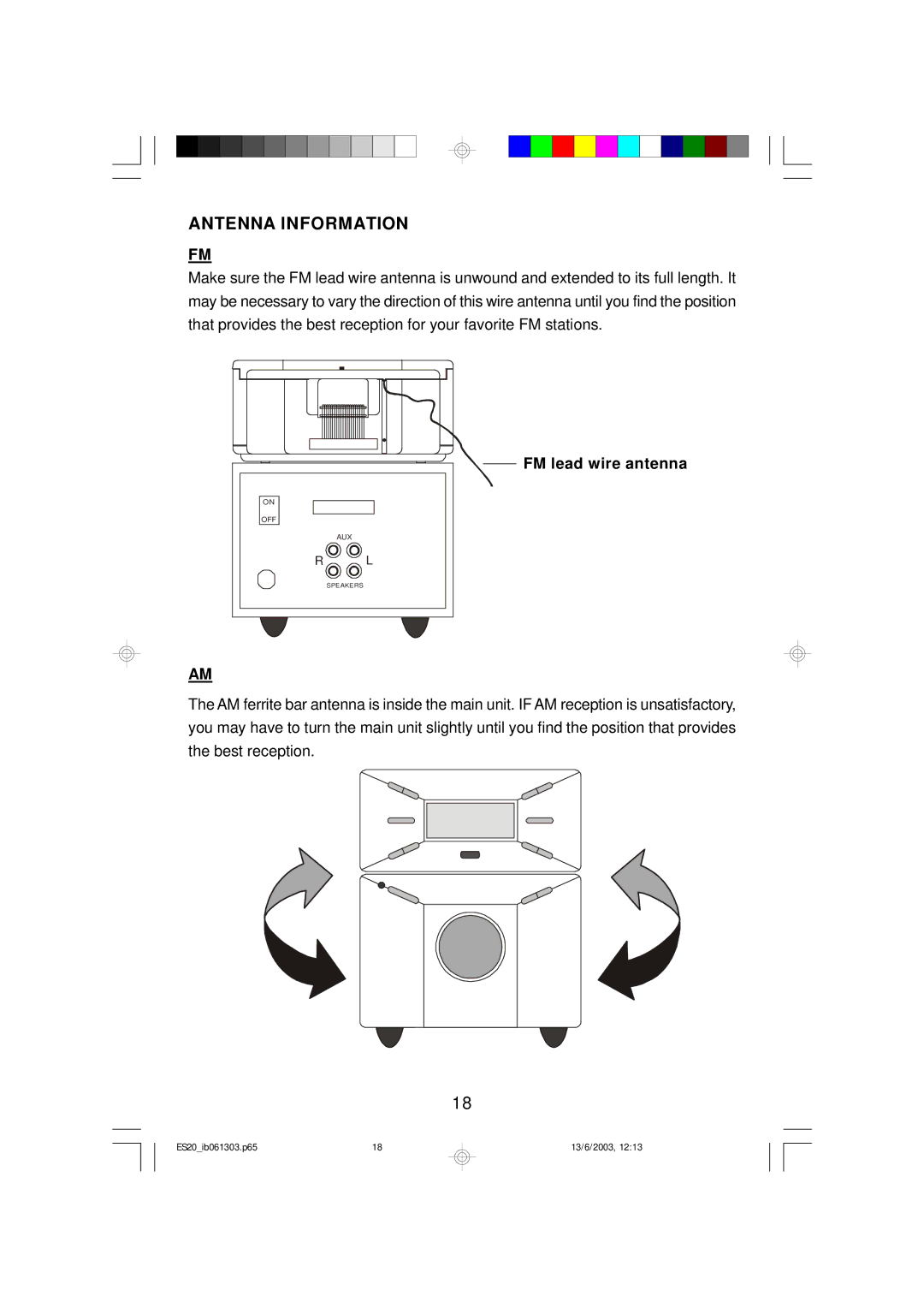 Emerson ES20 owner manual Antenna Information 