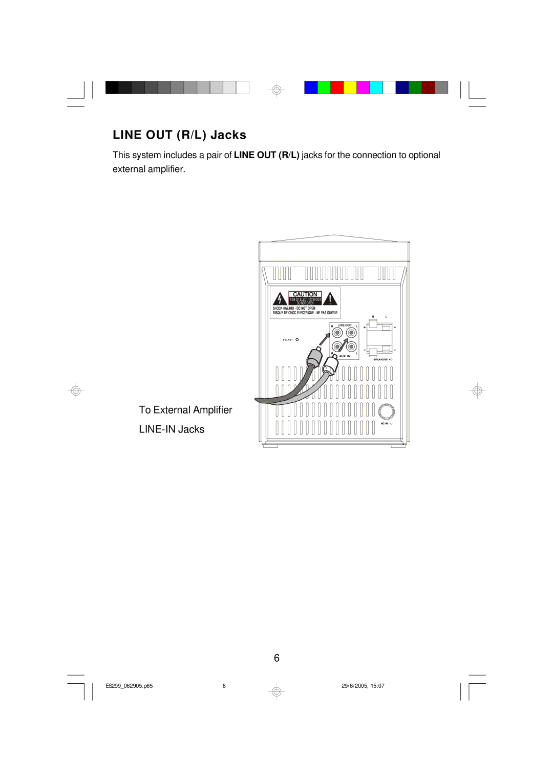 Emerson ES299 owner manual Line OUT R/L Jacks 