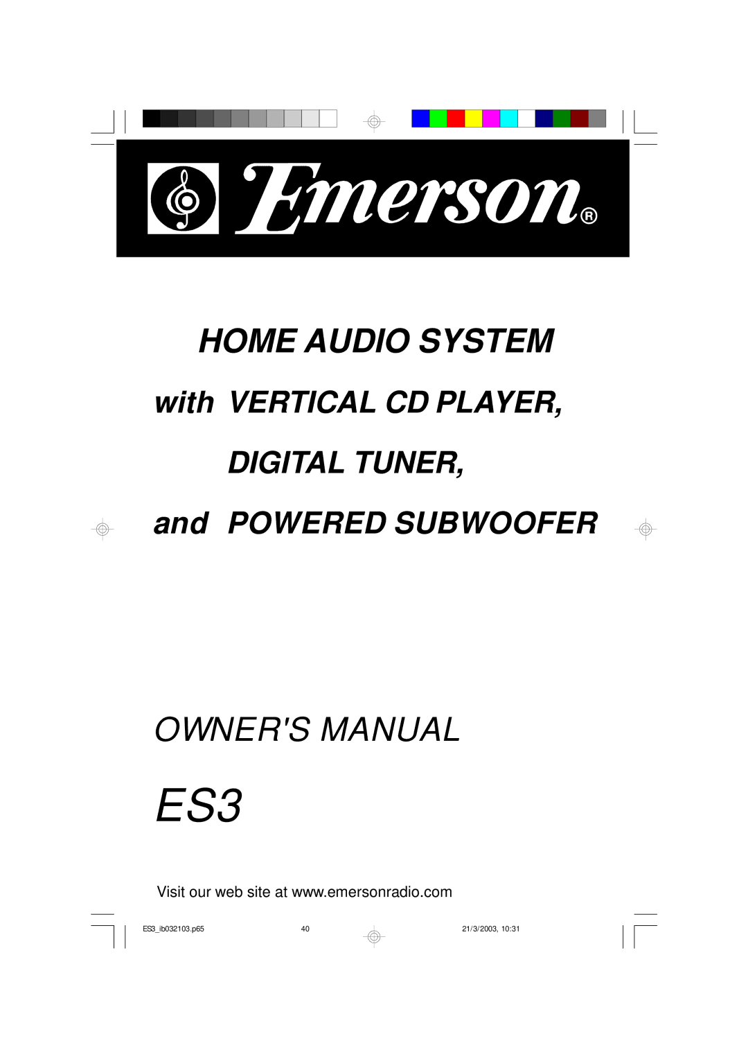 Emerson ES3 owner manual 