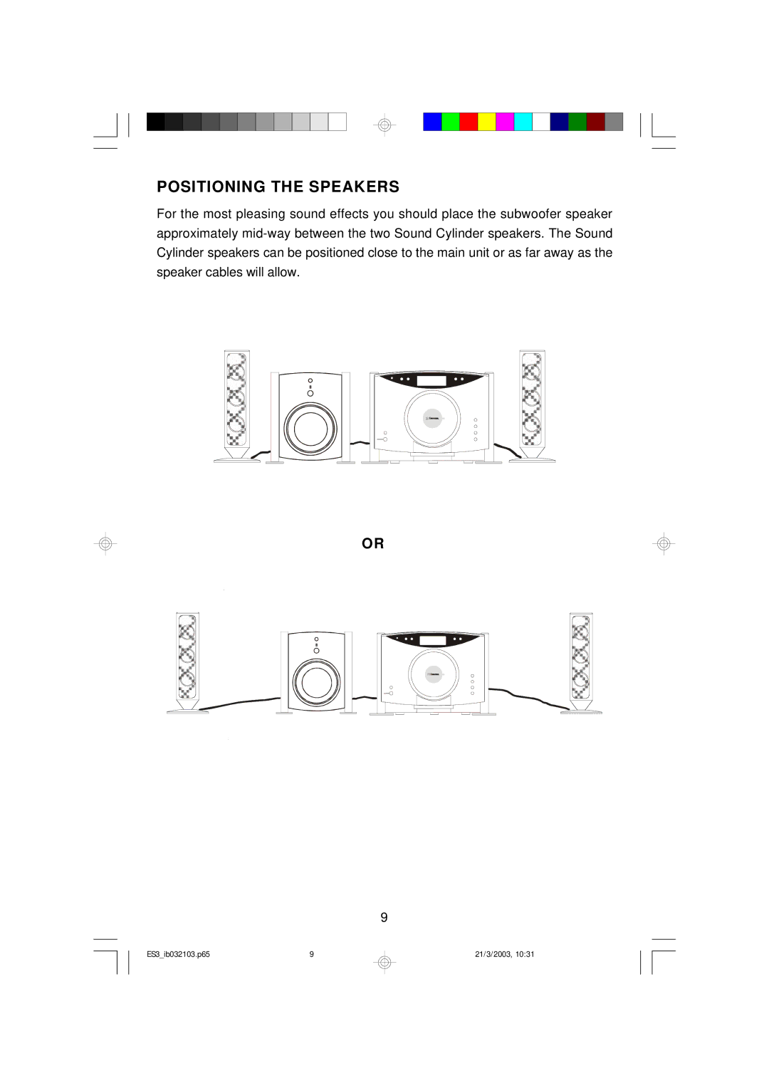 Emerson ES3 owner manual Positioning the Speakers 