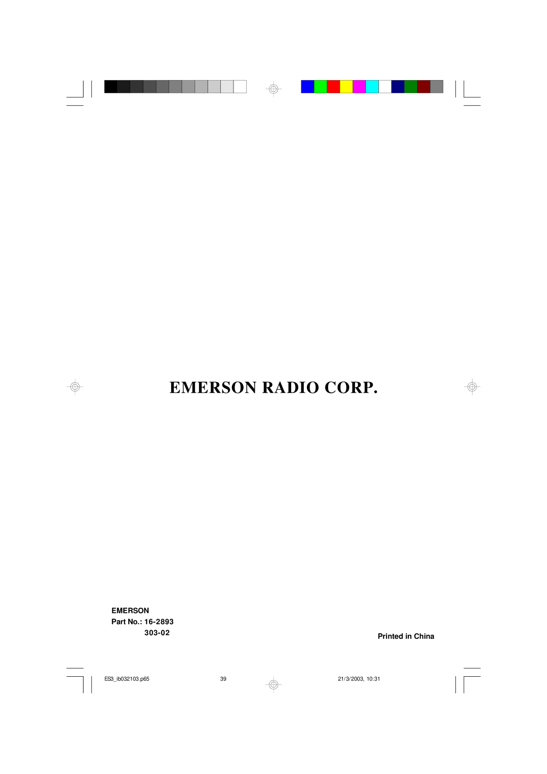 Emerson ES3 owner manual Emerson Radio Corp 