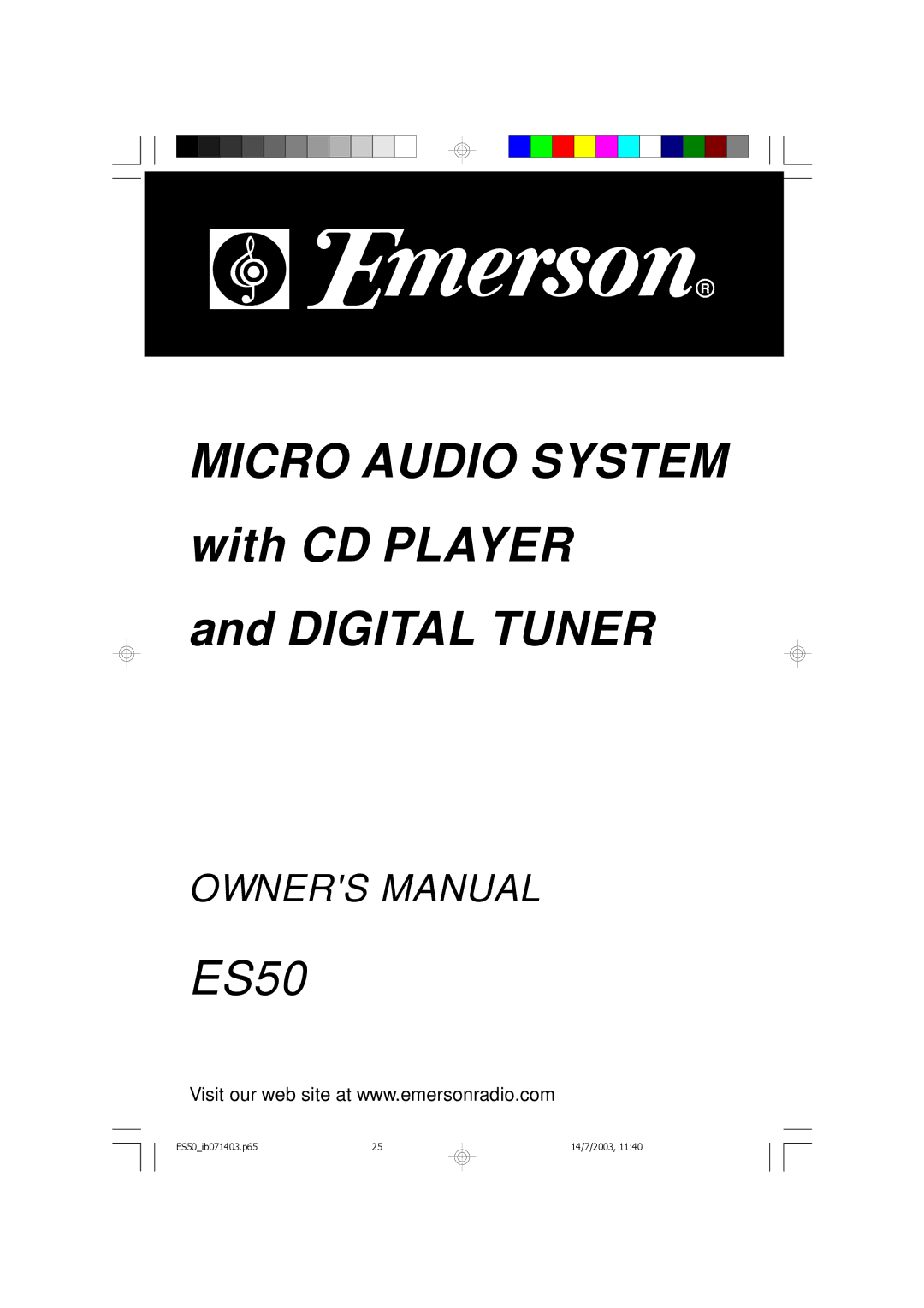 Emerson ES50 owner manual Micro Audio System 