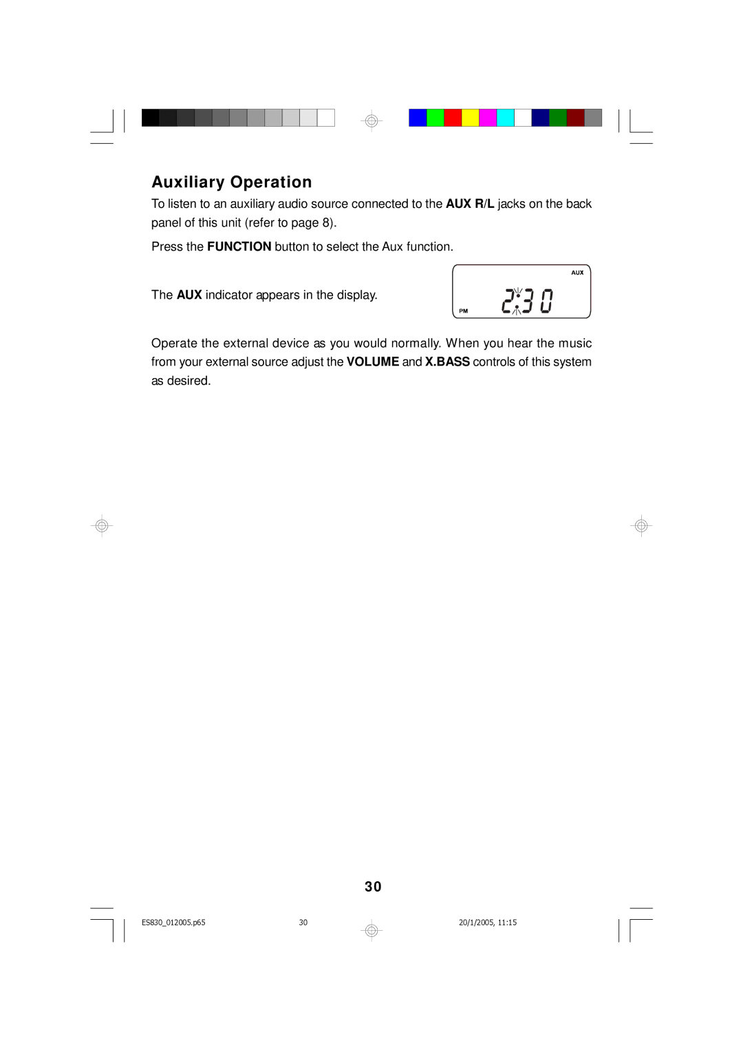 Emerson ES830 owner manual Auxiliary Operation 