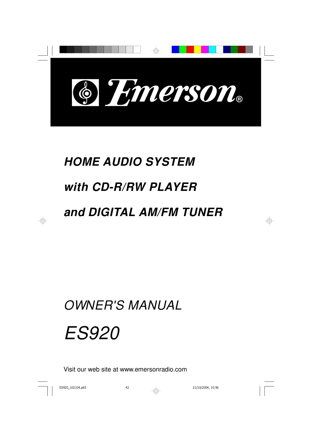 Emerson ES920 owner manual 