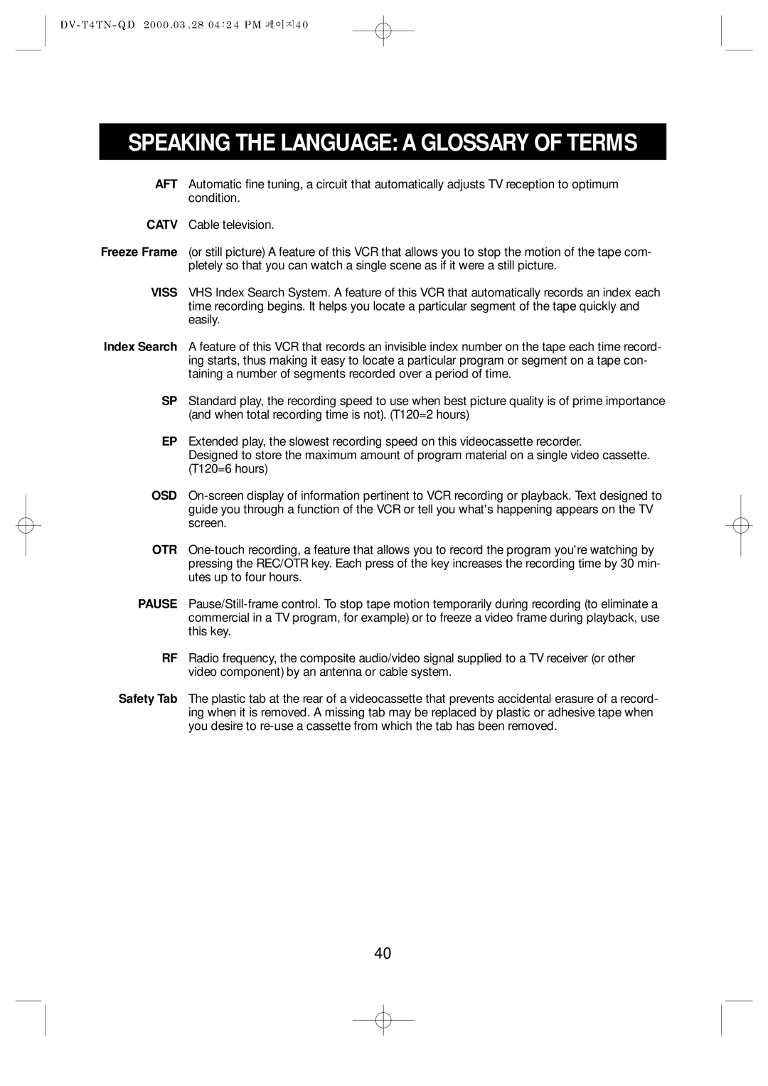 Emerson EV477 owner manual Speaking the Language a Glossary of Terms 