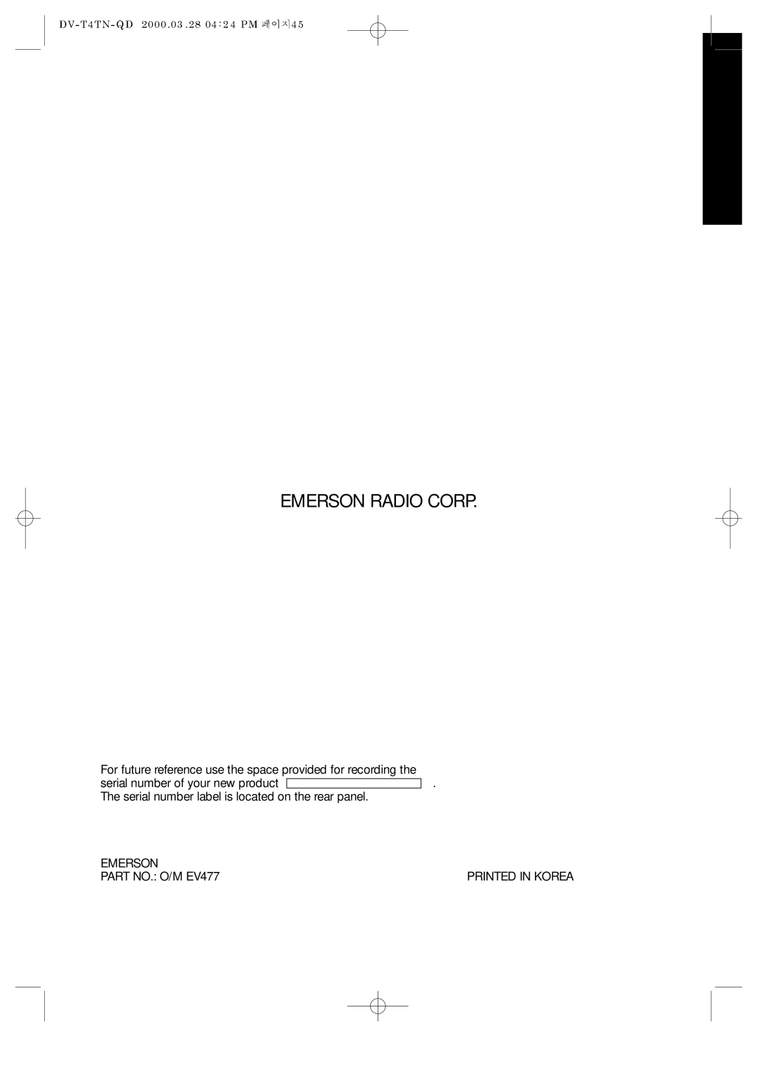 Emerson EV477 owner manual Emerson Radio Corp 