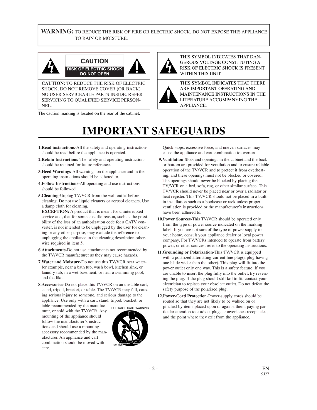 Emerson EWC0902 owner manual Important Safeguards 