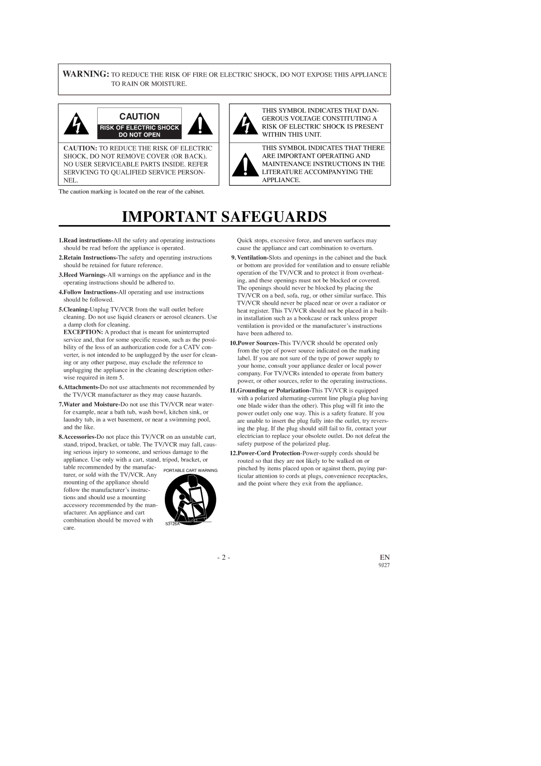 Emerson EWC0903 owner manual Important Safeguards 