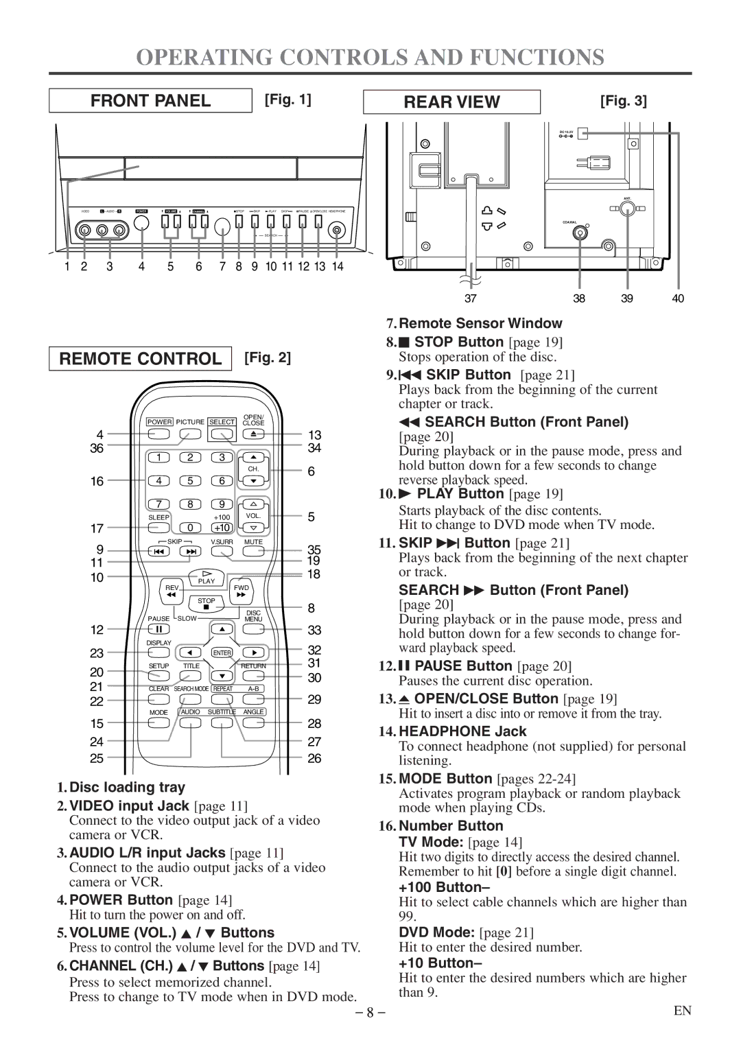 Emerson EWC09D5 B, EWC09D5 Operating Controls and Functions, Plays back from the beginning of the next chapter 