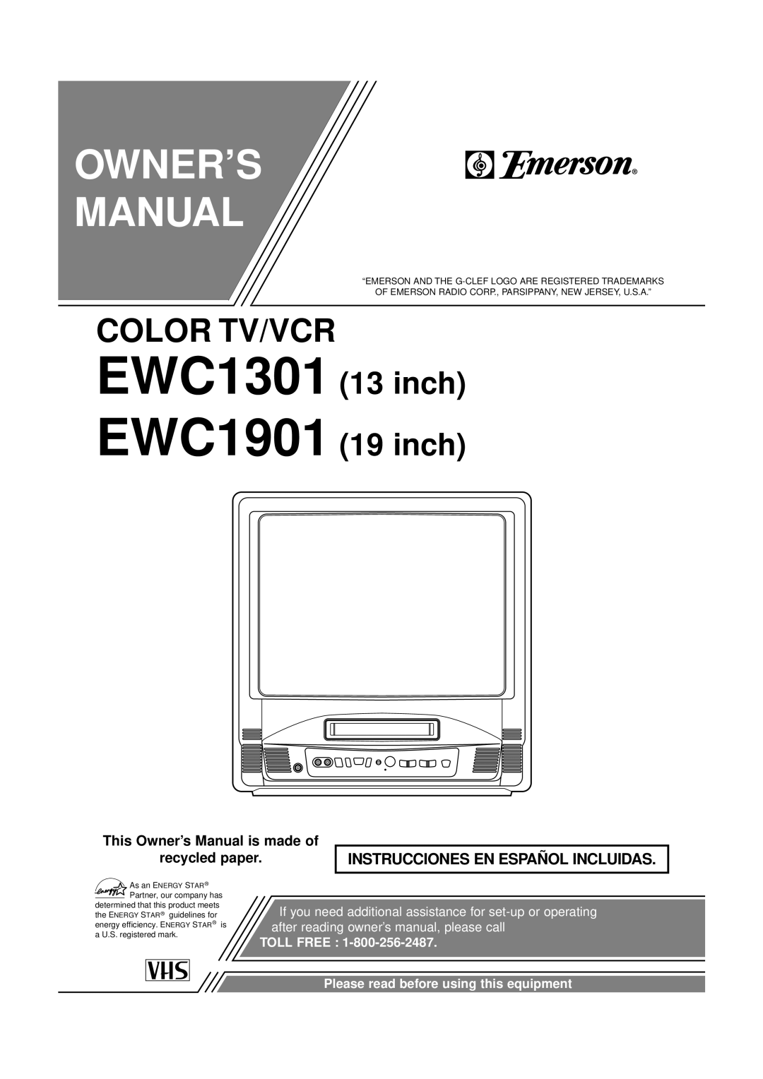 Emerson owner manual EWC1301 EWC1901 