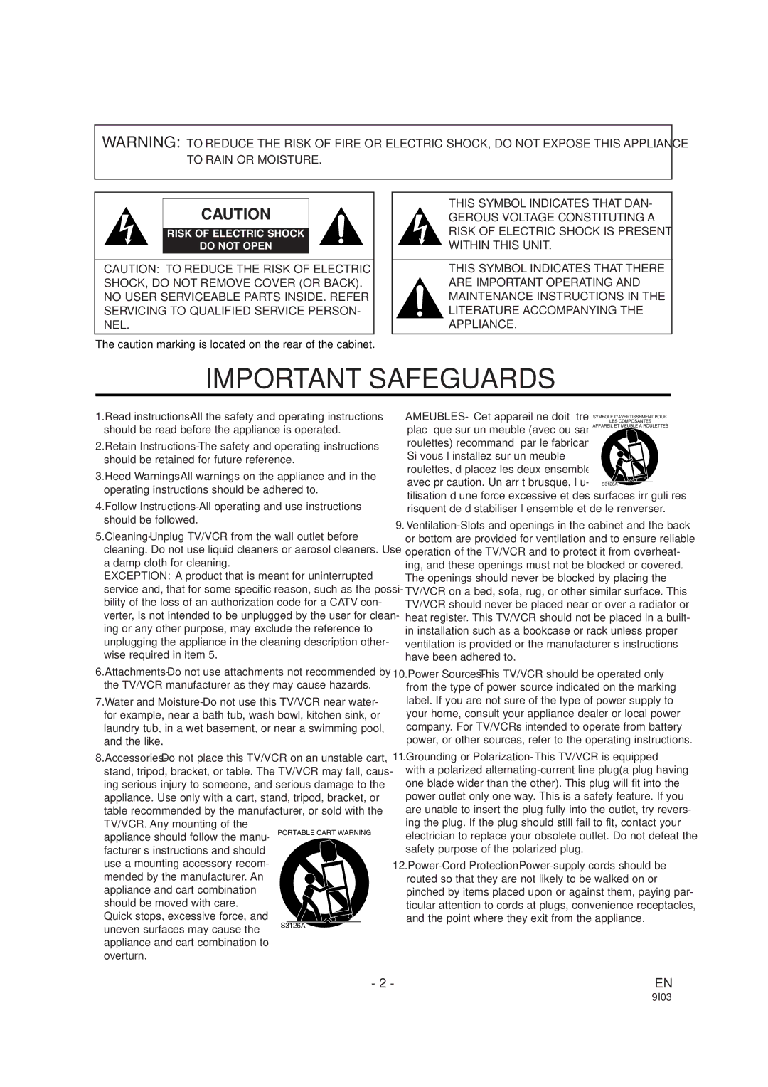 Emerson EWC1303A owner manual Important Safeguards 