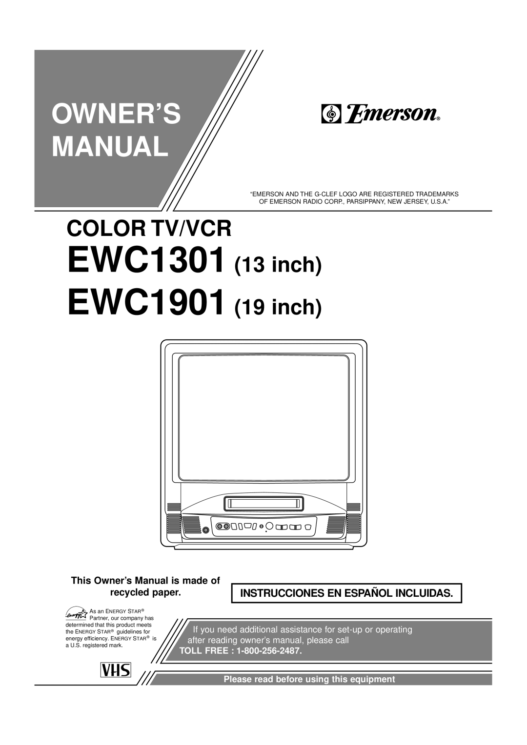 Emerson owner manual EWC1301 EWC1901 