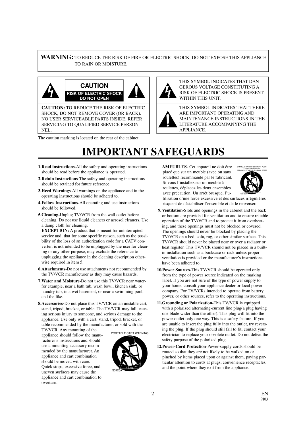 Emerson EWC1901 owner manual Important Safeguards 