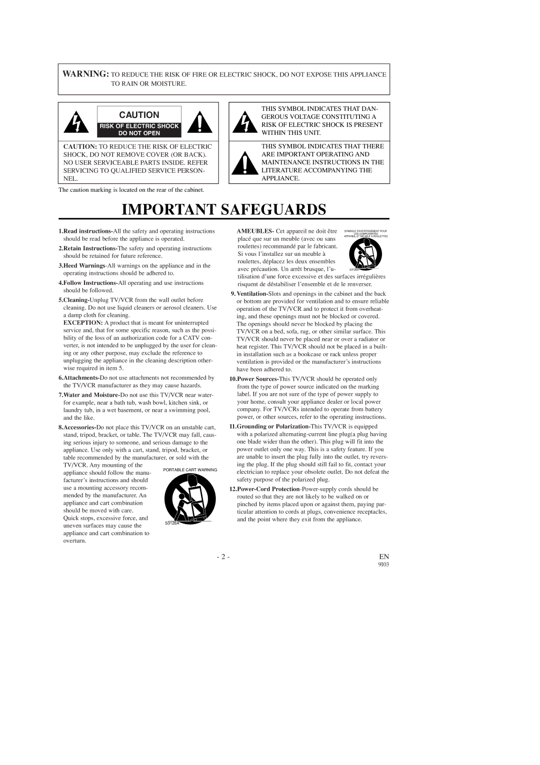 Emerson EWC1903, EWC1303 owner manual Important Safeguards 