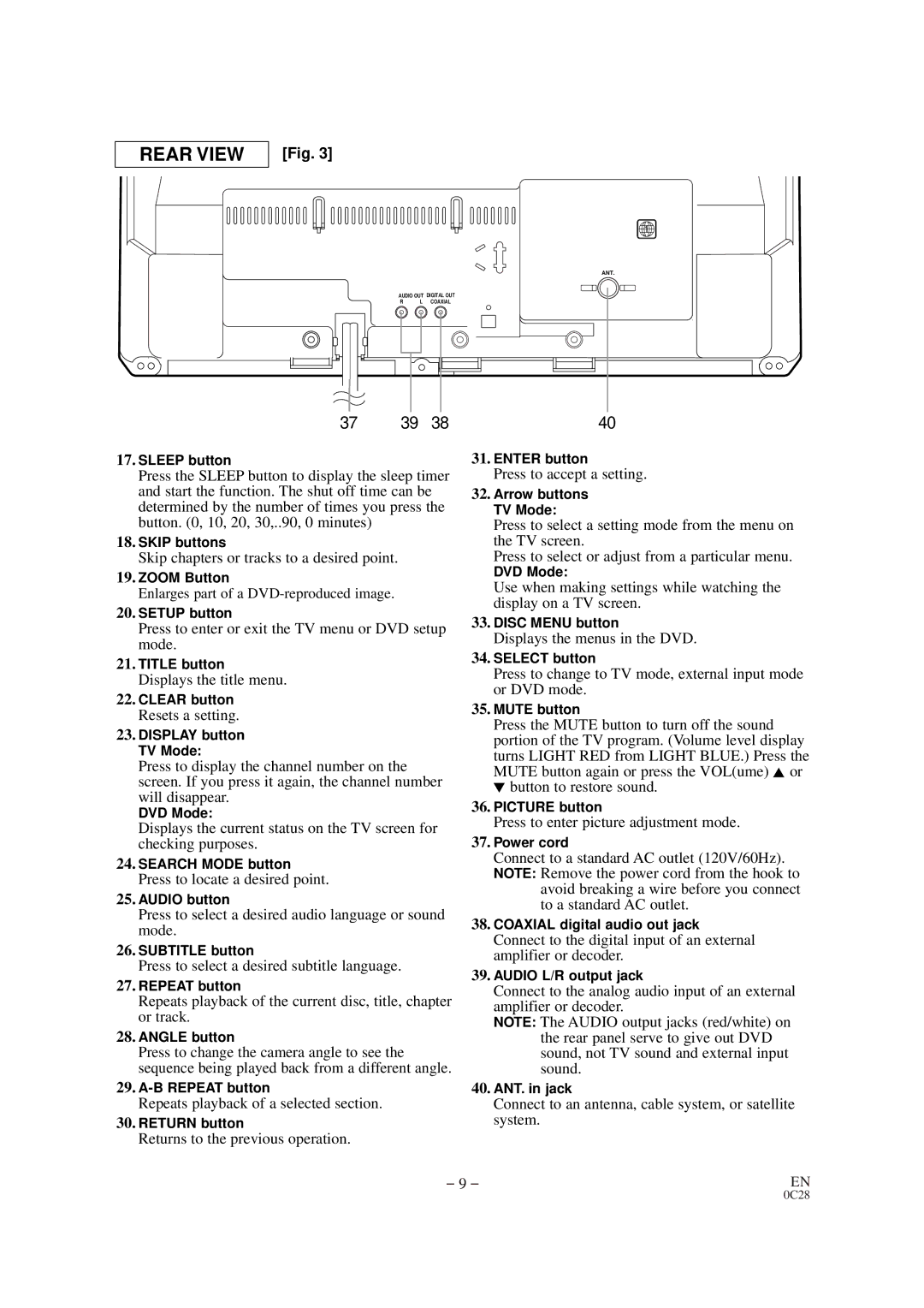 Emerson EWC19D1 Skip chapters or tracks to a desired point, Enlarges part of a DVD-reproduced image, Resets a setting 