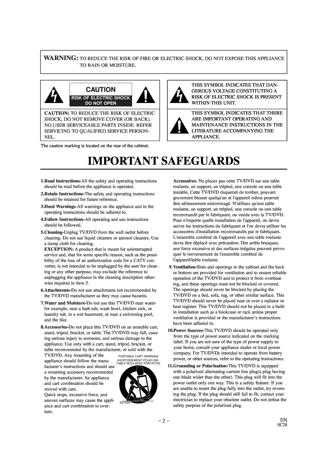 Emerson EWC19D1 owner manual Important Safeguards 